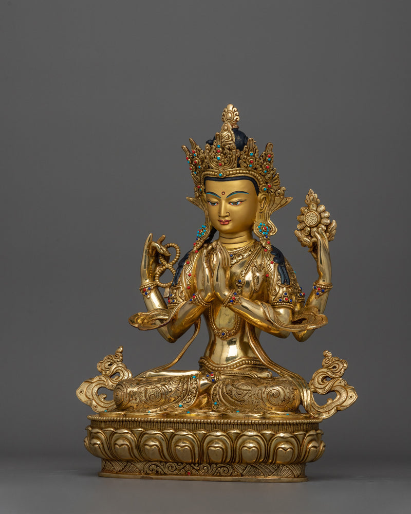 24K Gold-Gilded Avalokiteshvara