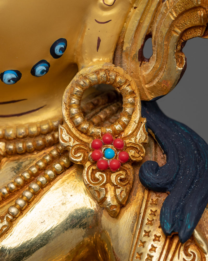 Dzambhala Statue: 24K Gold-Gilded Wealth Deity | Traditionally Hand-crafted Sculpture