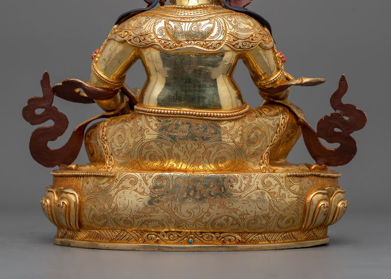 Dzambhala Statue: 24K Gold-Gilded Wealth Deity | Traditionally Hand-crafted Sculpture