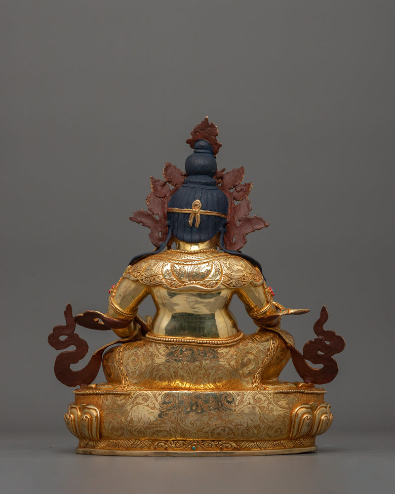 Dzambhala Statue: 24K Gold-Gilded Wealth Deity | Traditionally Hand-crafted Sculpture