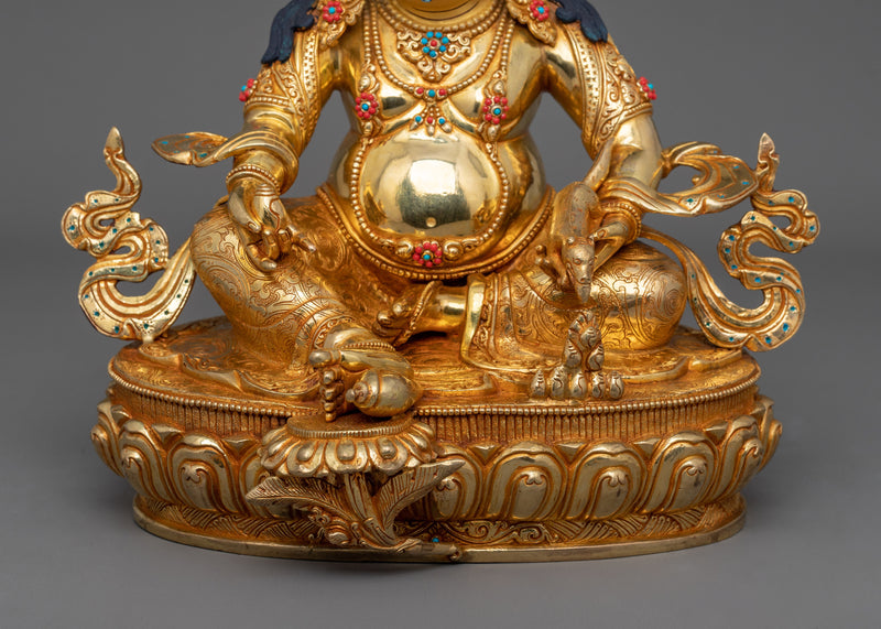 Dzambhala Statue: 24K Gold-Gilded Wealth Deity | Traditionally Hand-crafted Sculpture