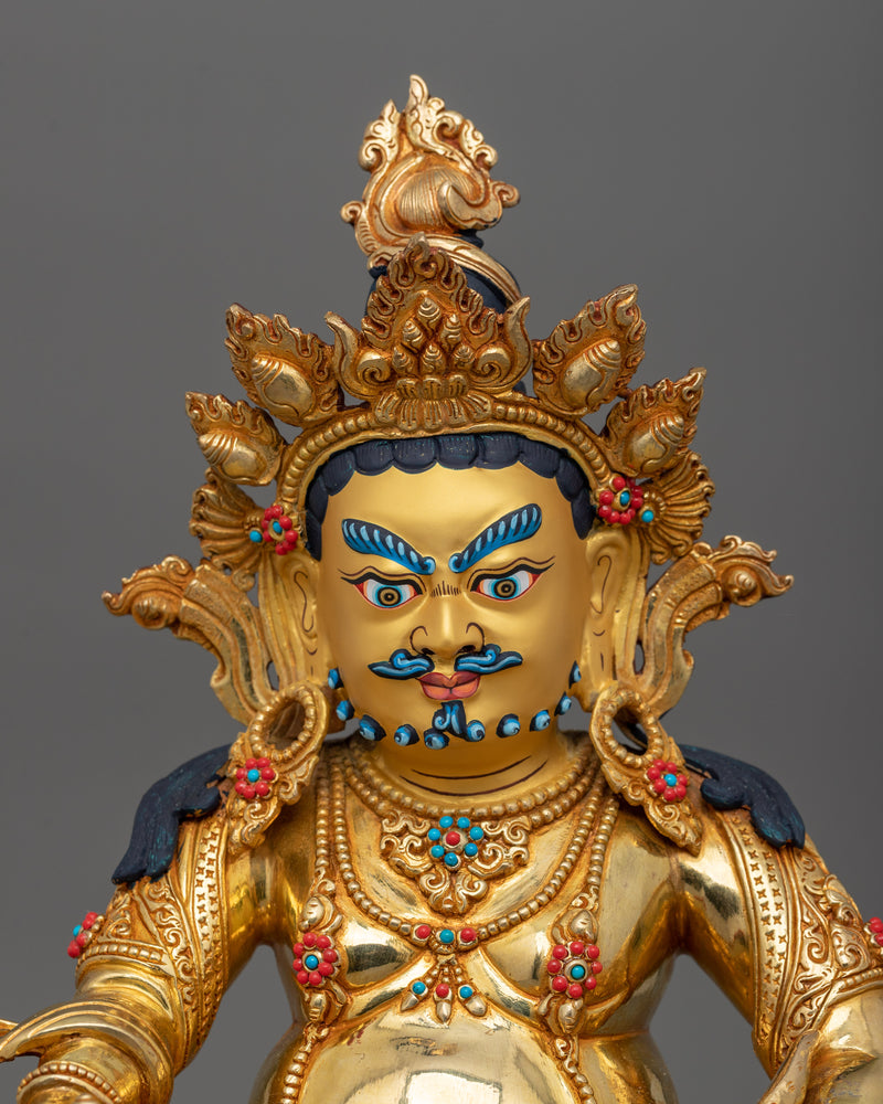 Dzambhala Statue: 24K Gold-Gilded Wealth Deity | Traditionally Hand-crafted Sculpture