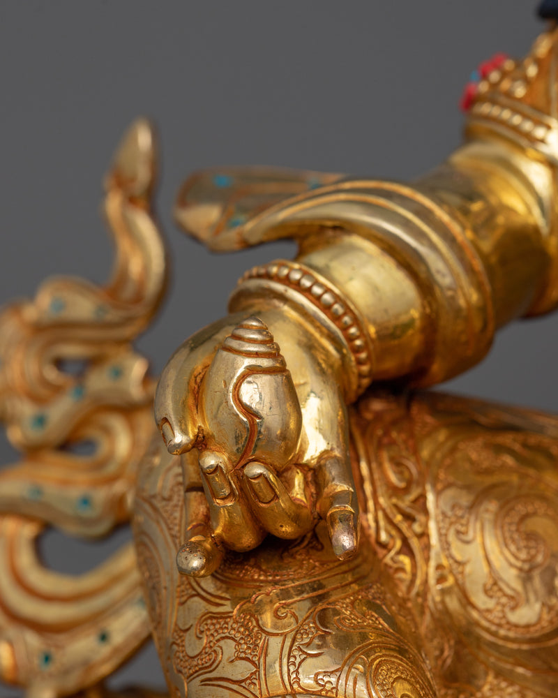 Dzambhala Statue: 24K Gold-Gilded Wealth Deity | Traditionally Hand-crafted Sculpture