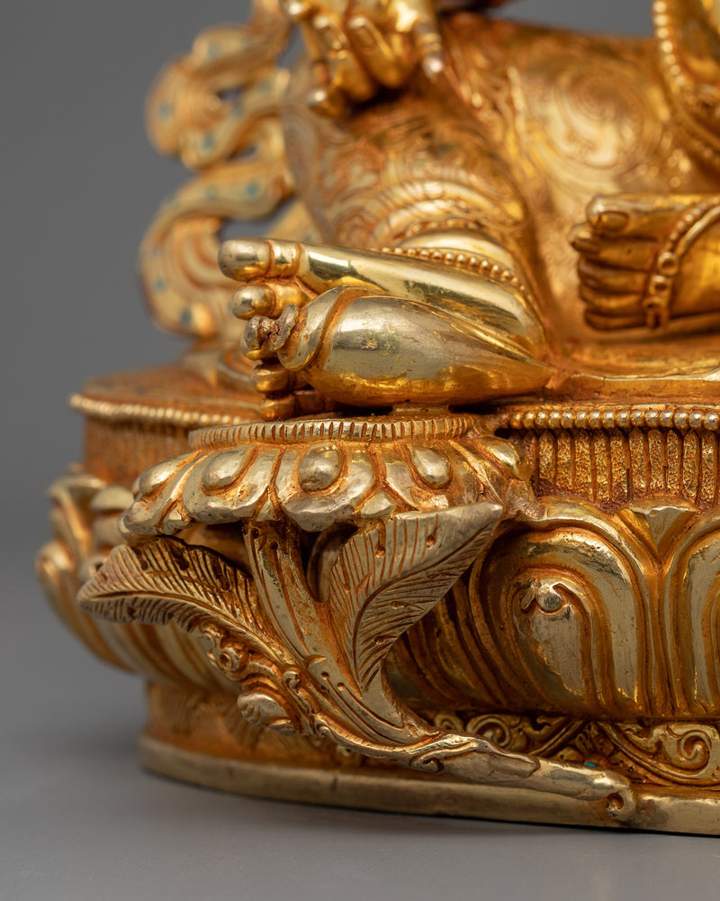 Dzambhala Statue: 24K Gold-Gilded Wealth Deity | Traditionally Hand-crafted Sculpture