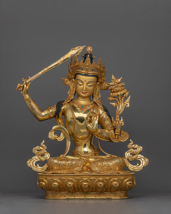  24K Gold-Gilded Bodhisattva of Wisdom