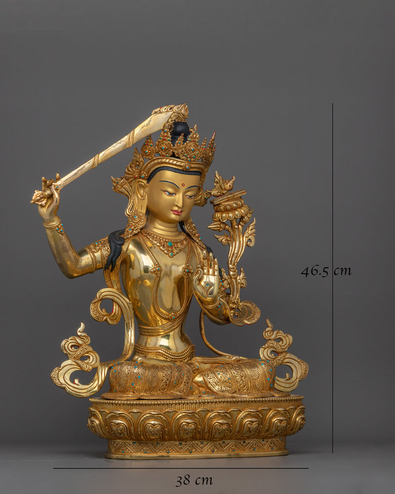  24K Gold-Gilded Bodhisattva of Wisdom