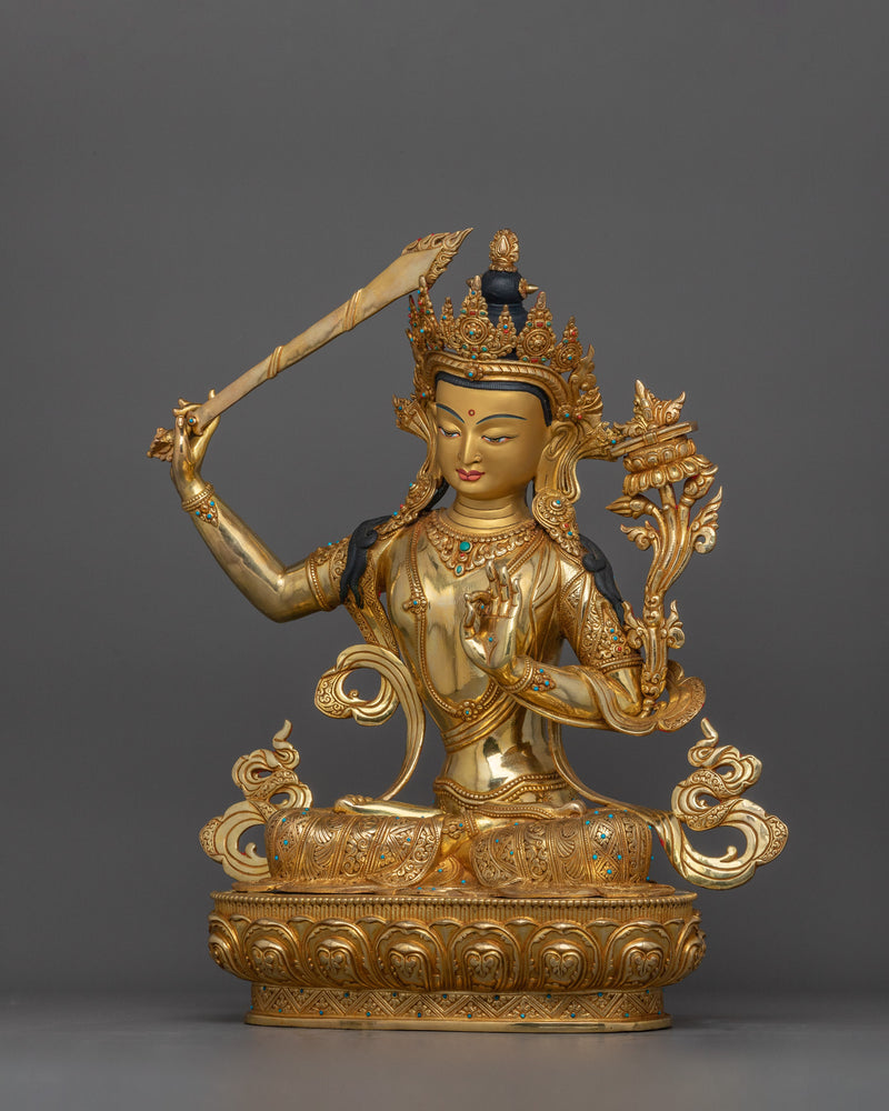  24K Gold-Gilded Bodhisattva of Wisdom