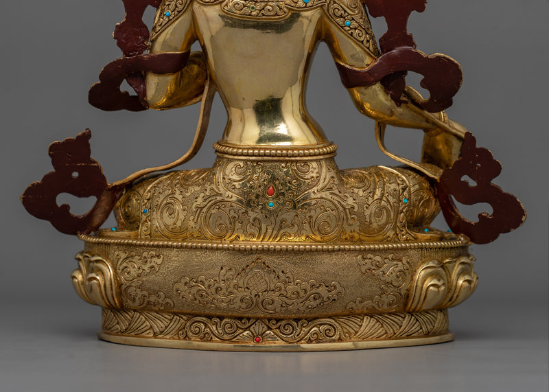 24K Gold-Gilded Protector and Compassionate Deity | Green Tara Statue: