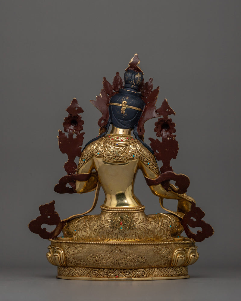 24K Gold-Gilded Protector and Compassionate Deity | Green Tara Statue: