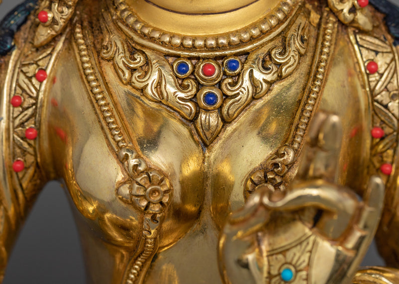 24K Gold-Gilded Protector and Compassionate Deity | Green Tara Statue: