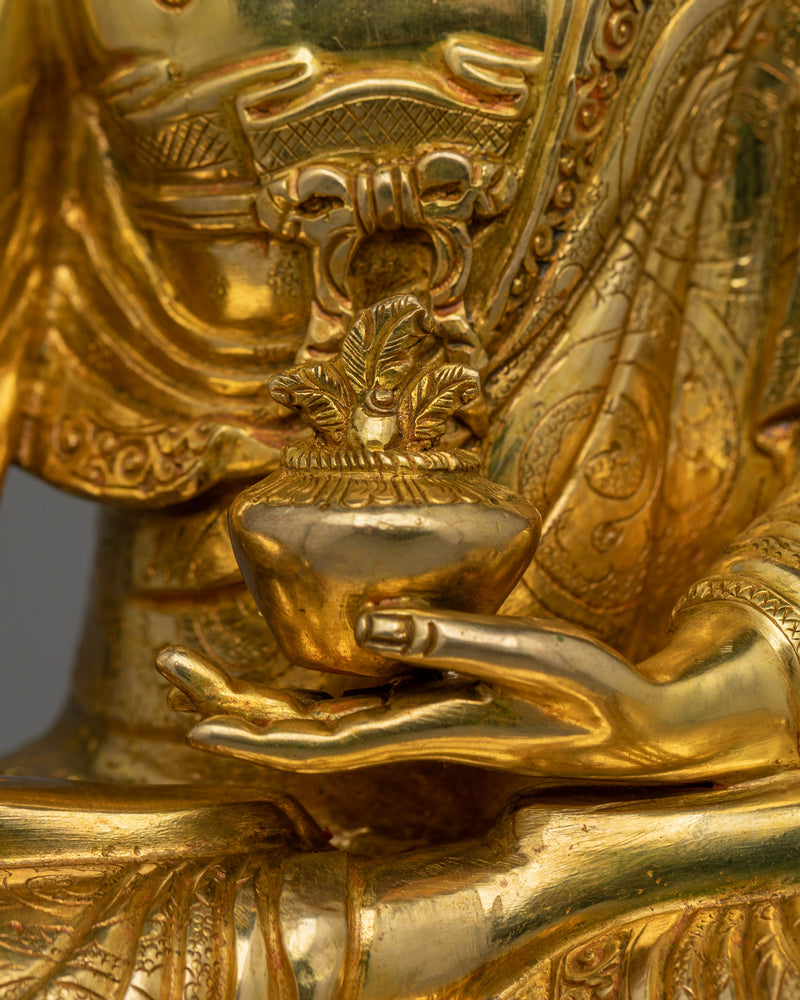 Buddhist Bhaisajyaguru Sculpture | Handcrafted 24K Gold Gilded Statue