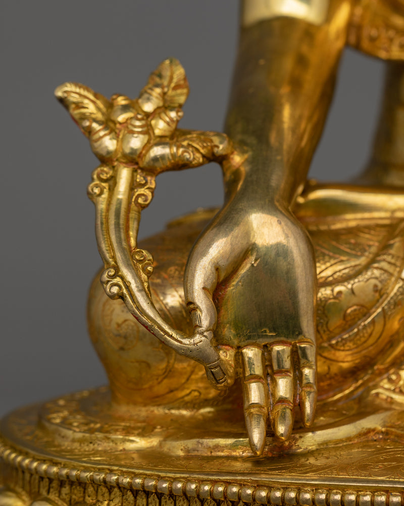 Buddhist Bhaisajyaguru Sculpture | Handcrafted 24K Gold Gilded Statue