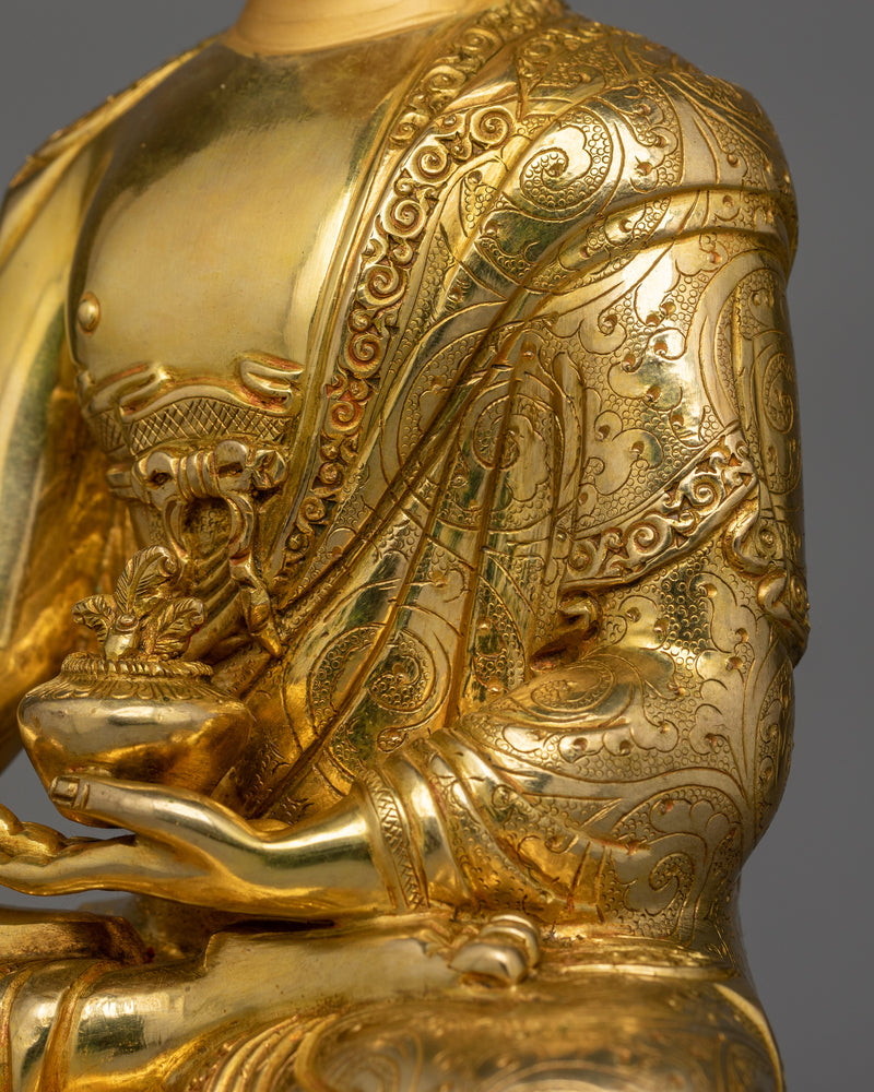 Buddhist Bhaisajyaguru Sculpture | Handcrafted 24K Gold Gilded Statue