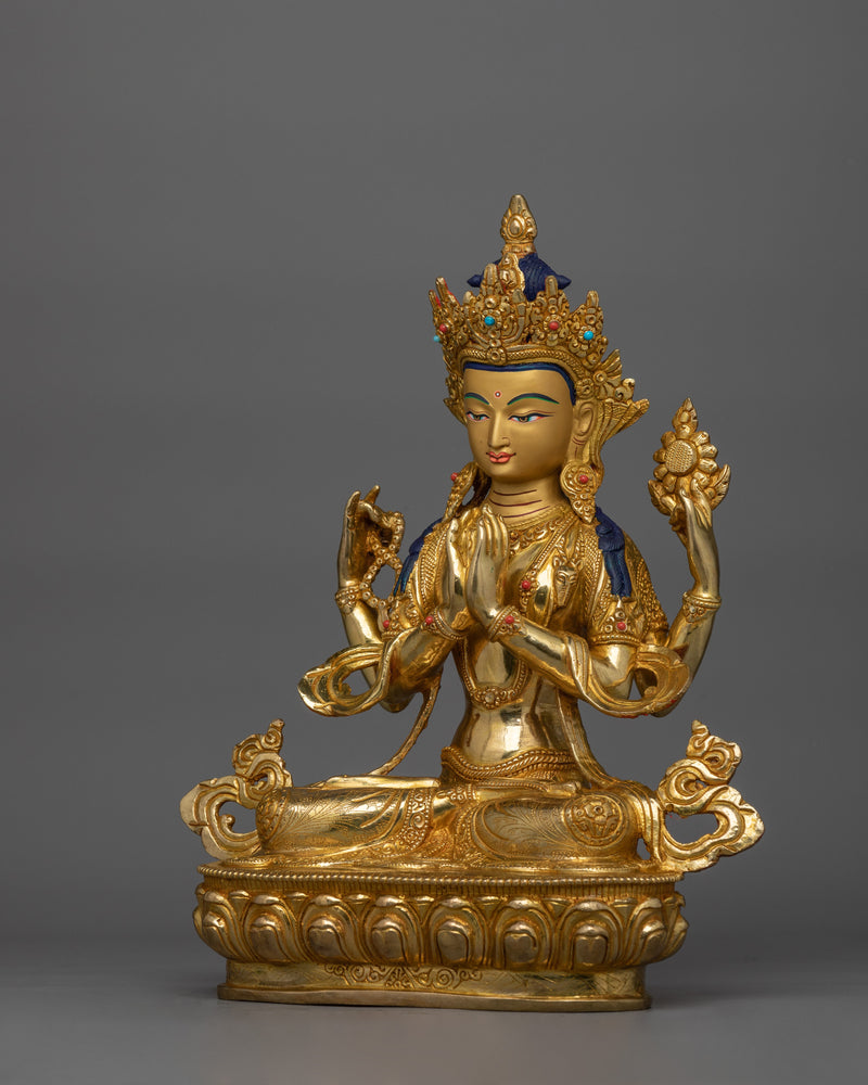 Buddhist Bodhisattva Chenrezig Compassion Deity Statue | Buddhism Dharma Artwork