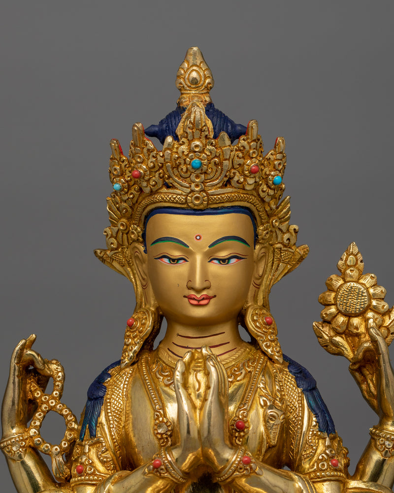 Buddhist Bodhisattva Chenrezig Compassion Deity Statue | Buddhism Dharma Artwork