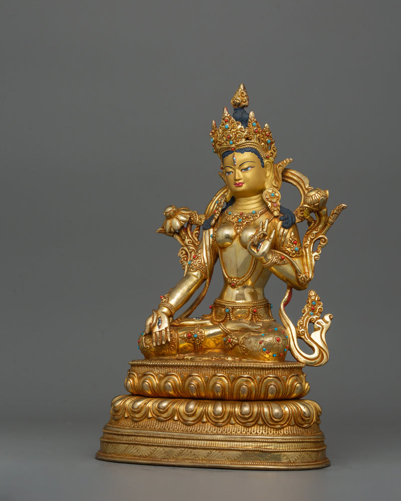 White Tara Buddhist Goddess Figurine For Buddhism Decor | A Female Longevity Deity