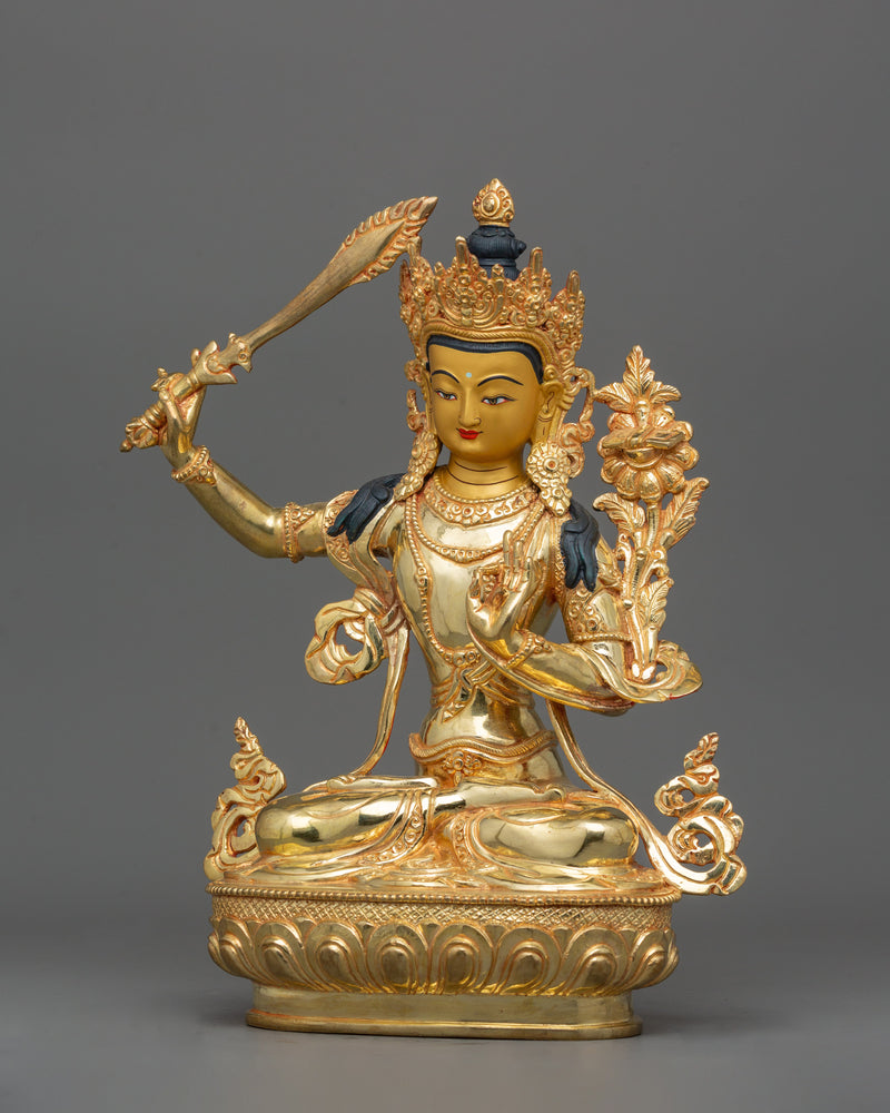 Tibetan Bodhisattva Manjushri Wisdom Deity Figurine | Symbol of Wisdom and Knowledge