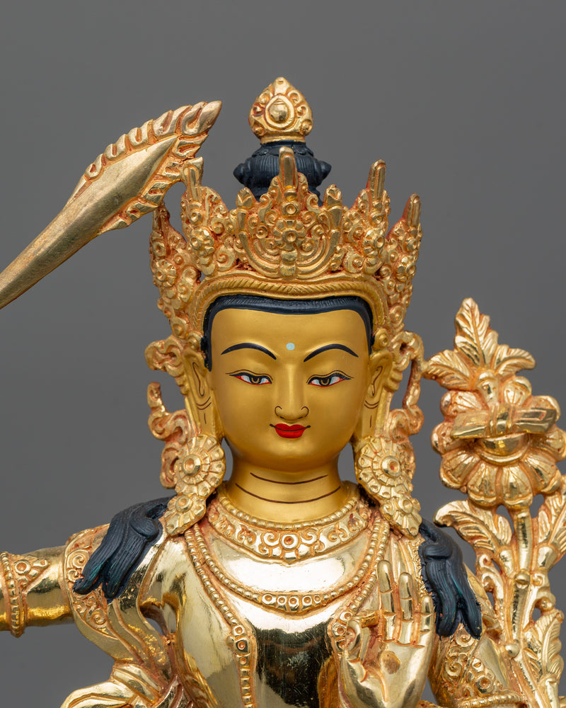 Tibetan Bodhisattva Manjushri Wisdom Deity Figurine | Symbol of Wisdom and Knowledge