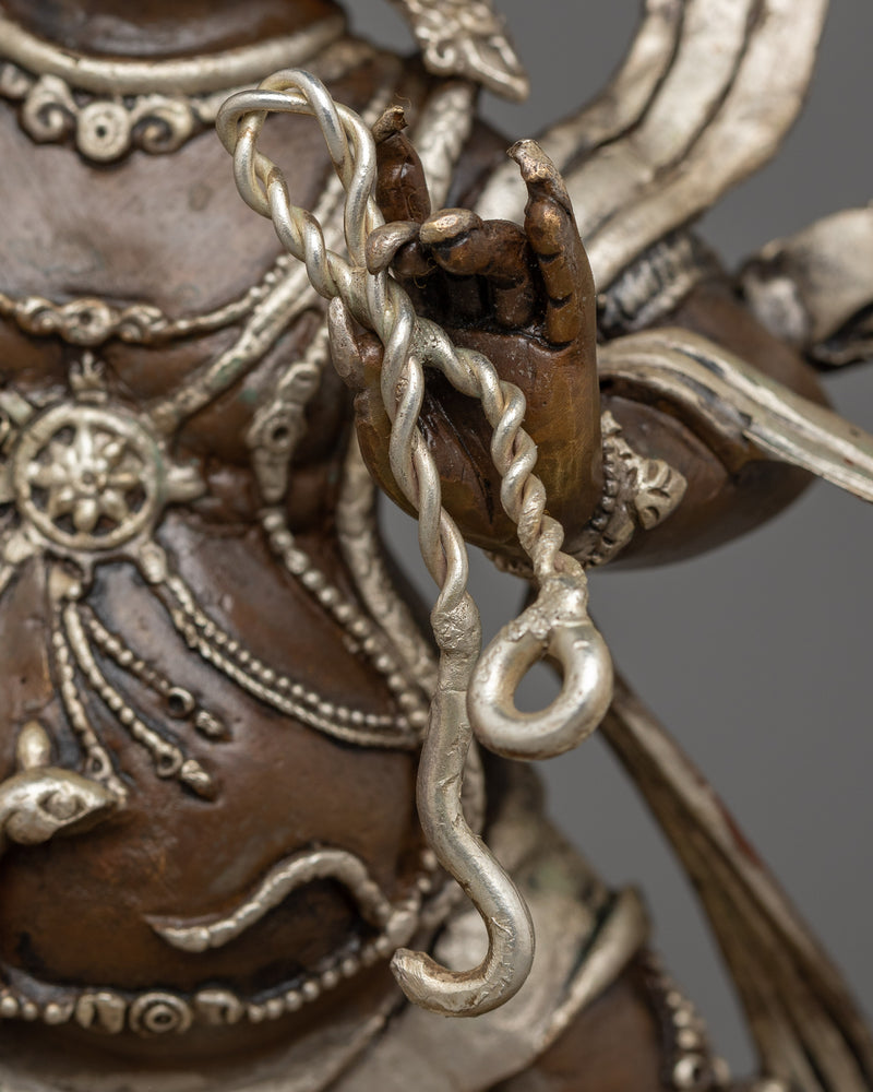 Silver-Plated Protector Vajrapani Statue | Himalayan Oxidized Copper Body Artwork