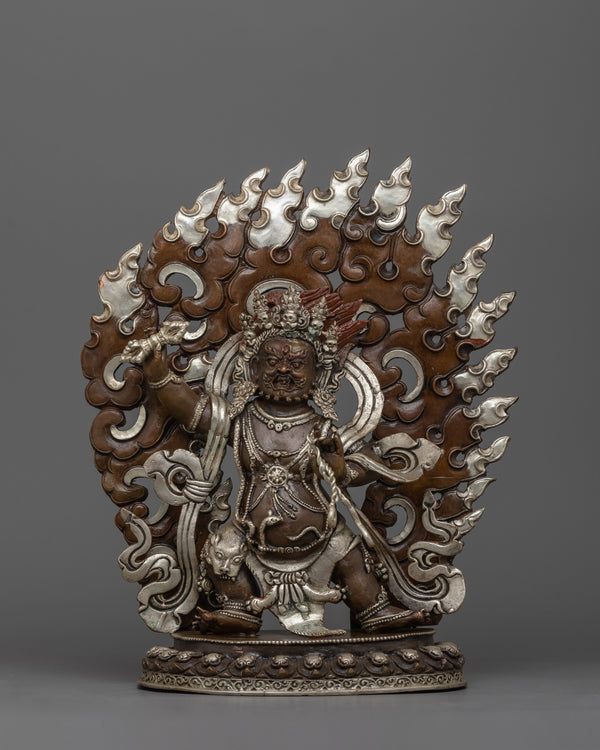 Silver-Plated Protector Vajrapani Statue