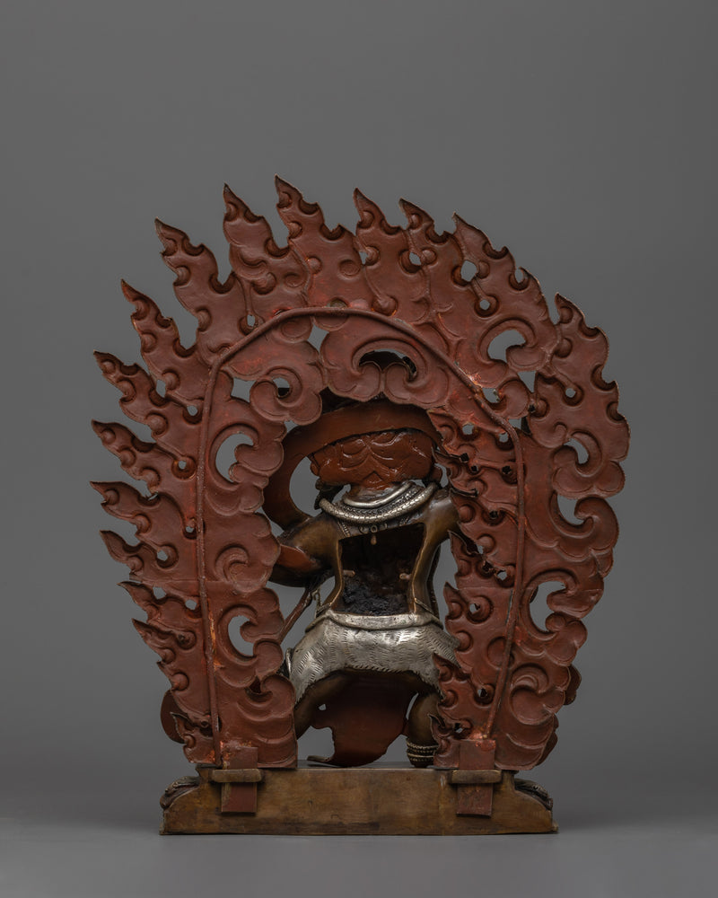 Silver-Plated Protector Vajrapani Statue | Himalayan Oxidized Copper Body Artwork