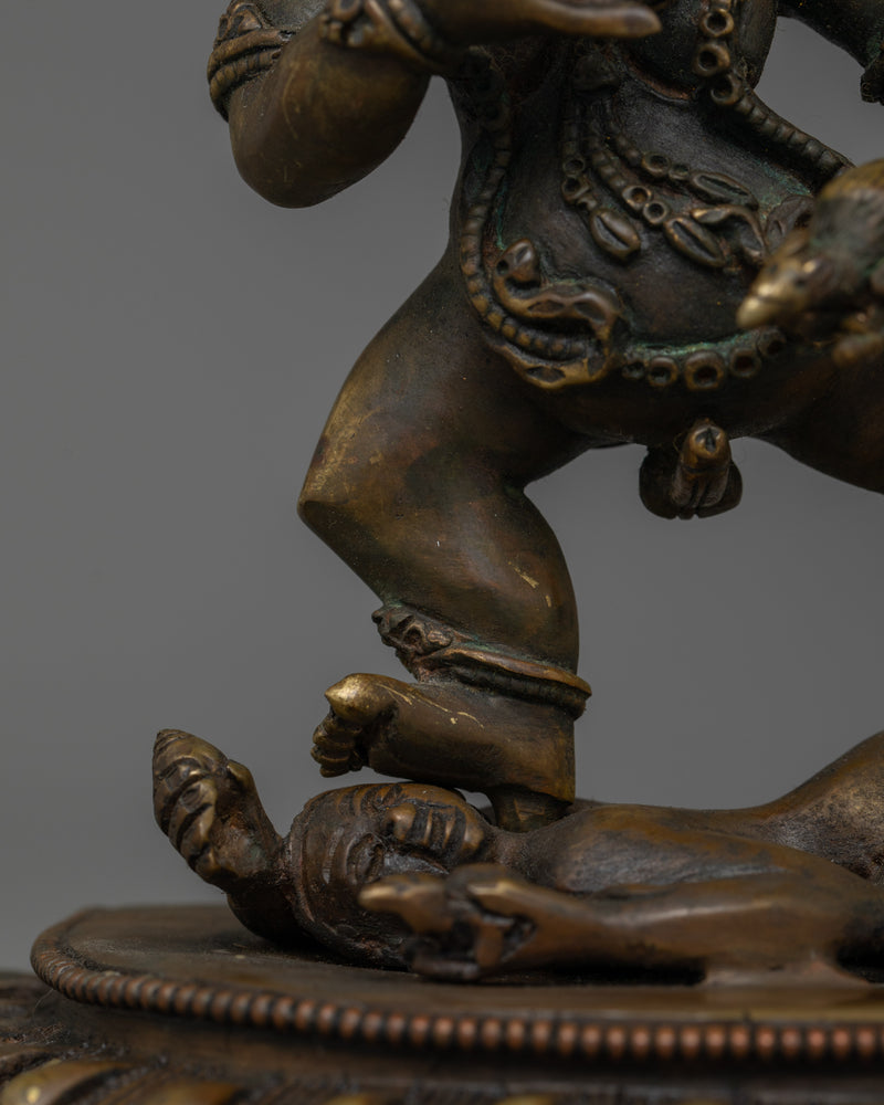 Buddhist Deity of Wealth Black Dzambhala Statue | Traditional Oxidized Copper Sculpture