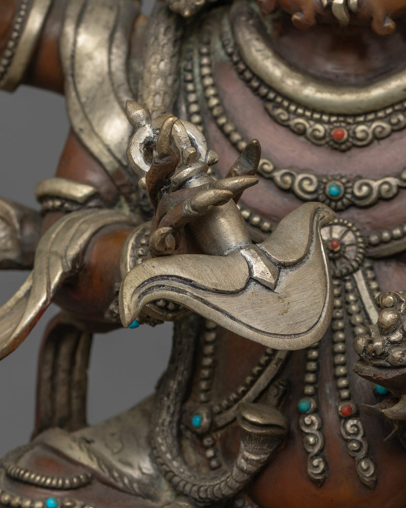 Handcrafted Four Armed Mahakala Statue | The Fierce Protector of Dharma