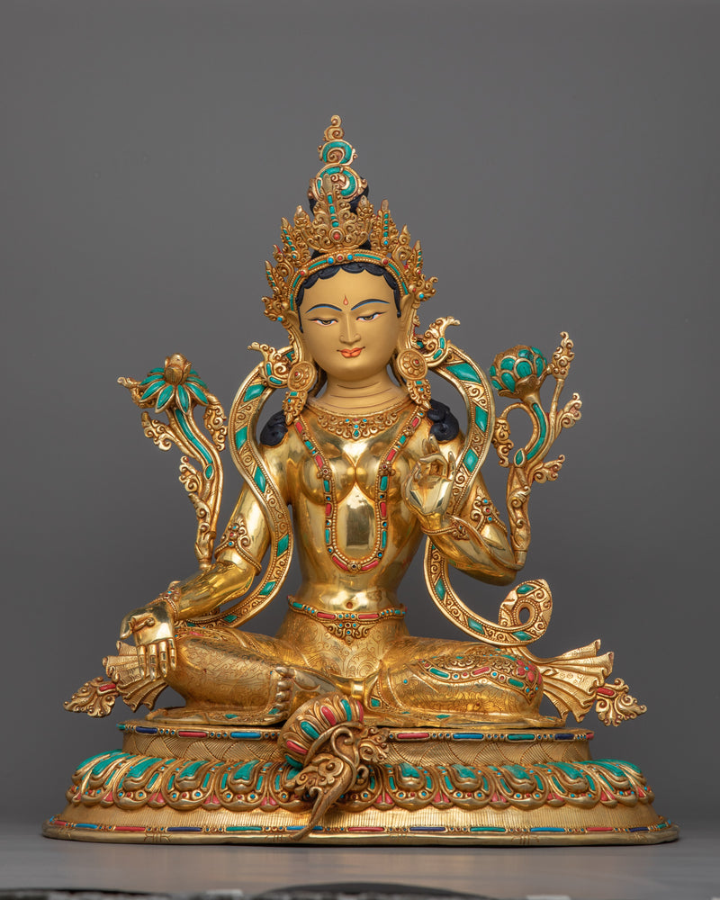 Buddhist Deities with Gemstone Detailing | Six Bodhisattva Sculpture Set