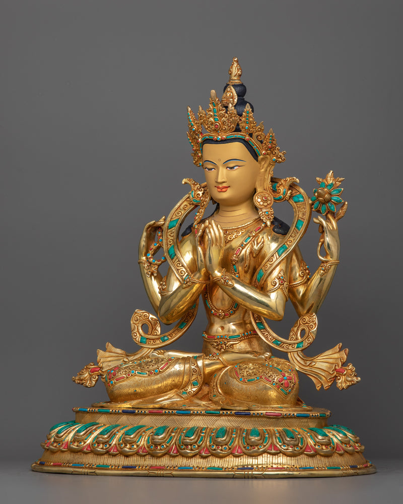 Bodhisattva of Compassion Chenrezig Sculpture | Himalayan Sacred Artwork