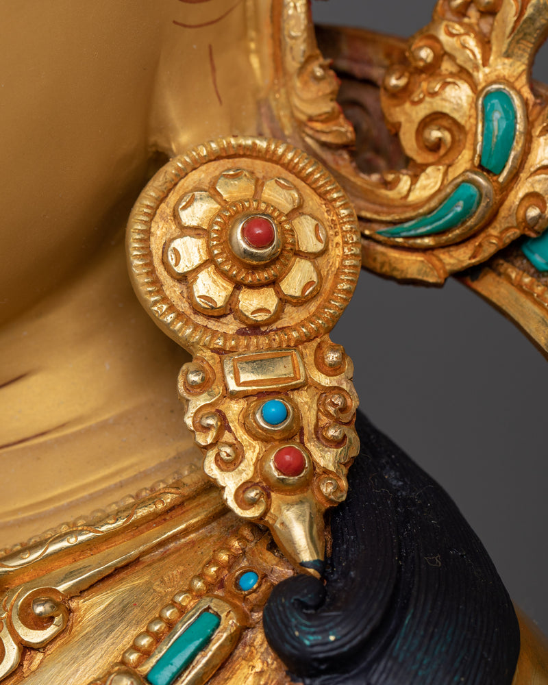 Buddhist Deities with Gemstone Detailing | Six Bodhisattva Sculpture Set