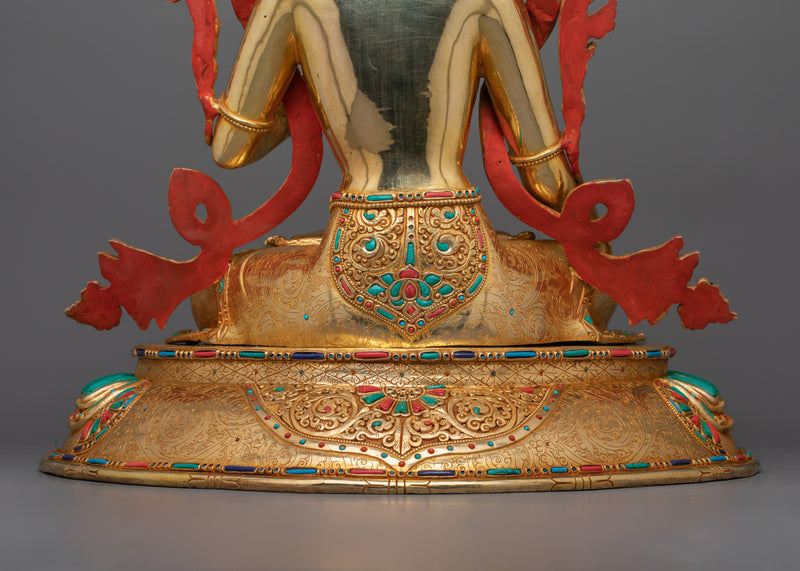 White Tara Female Longevity Deity Statue | Tibetan Deity of Compassion Sculpture