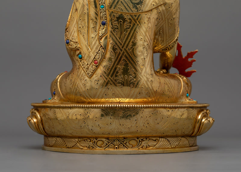 Healing Buddha Bhaisajyaguru Figurine | Handcrafted 24K Gold Gilded Statue