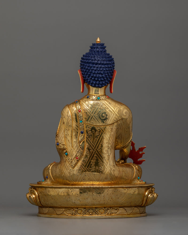 Healing Buddha Bhaisajyaguru Figurine | Handcrafted 24K Gold Gilded Statue