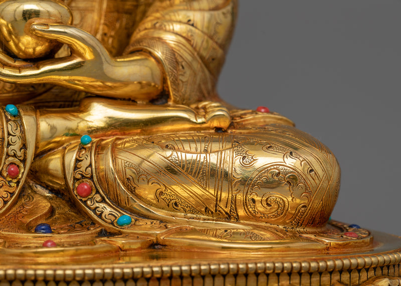 Healing Buddha Bhaisajyaguru Figurine | Handcrafted 24K Gold Gilded Statue