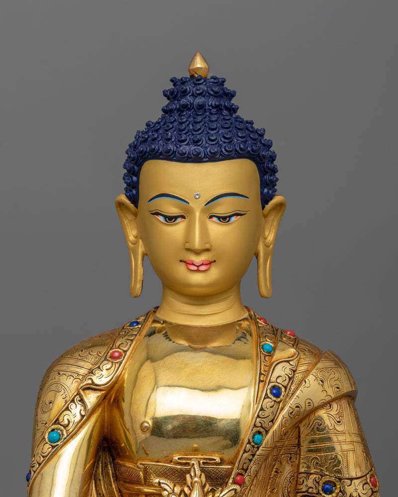 Healing Buddha Bhaisajyaguru Figurine | Handcrafted 24K Gold Gilded Statue