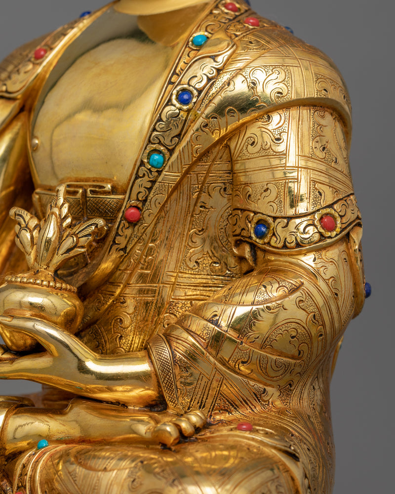 Healing Buddha Bhaisajyaguru Figurine | Handcrafted 24K Gold Gilded Statue