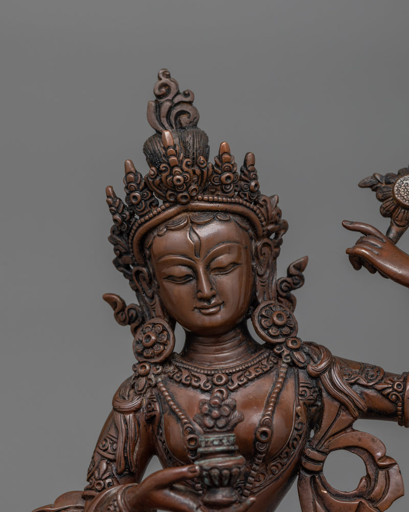 Handcrafted Achi Chokyi Drolma Statue | Oxidized Copper Dakini Artwork