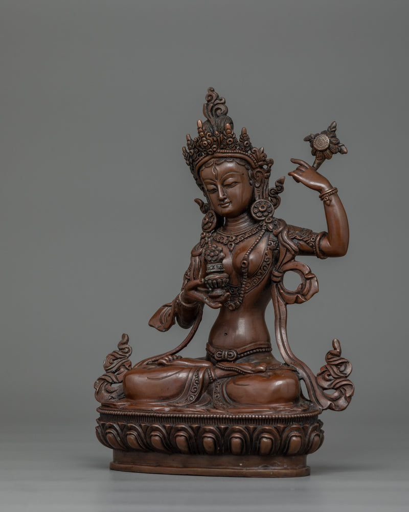 Handcrafted Achi Chokyi Drolma Statue | Oxidized Copper Dakini Artwork