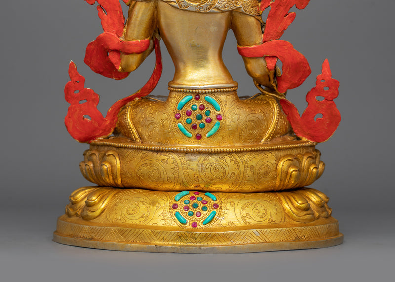 The Spiritual Energy of White Tara Statue in Your Meditation Space | 24K Gold Gilded