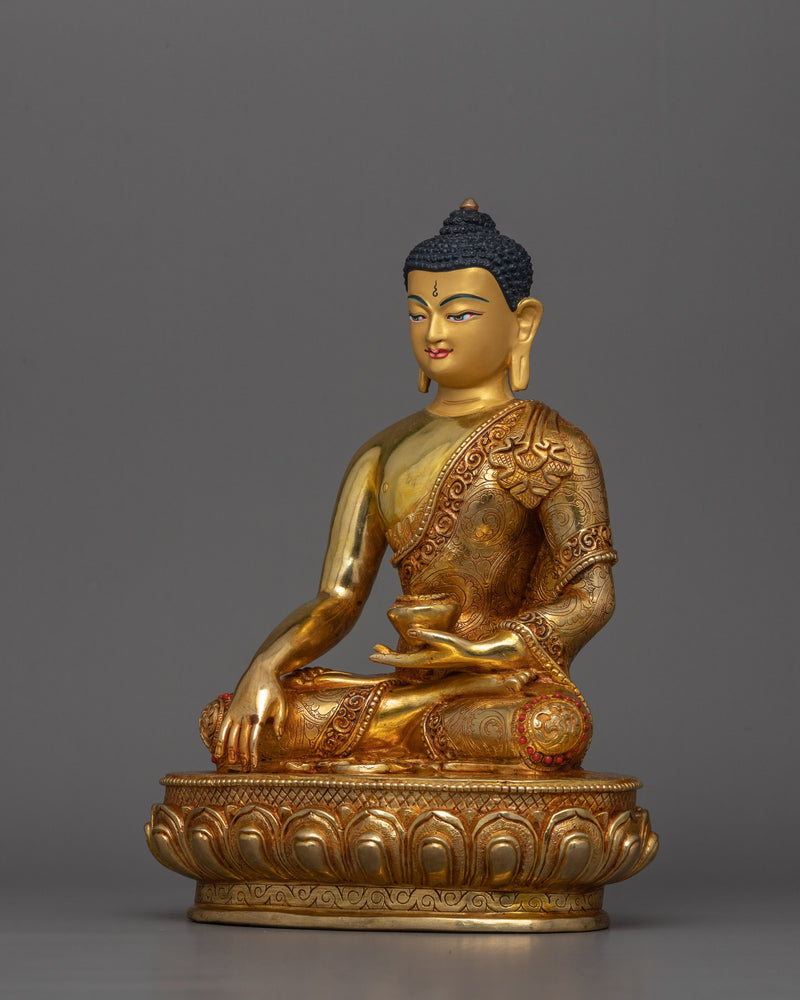 The Legend of Enlightenment Shakyamuni Buddha Sculpture | 24K Gold Gilded Statue