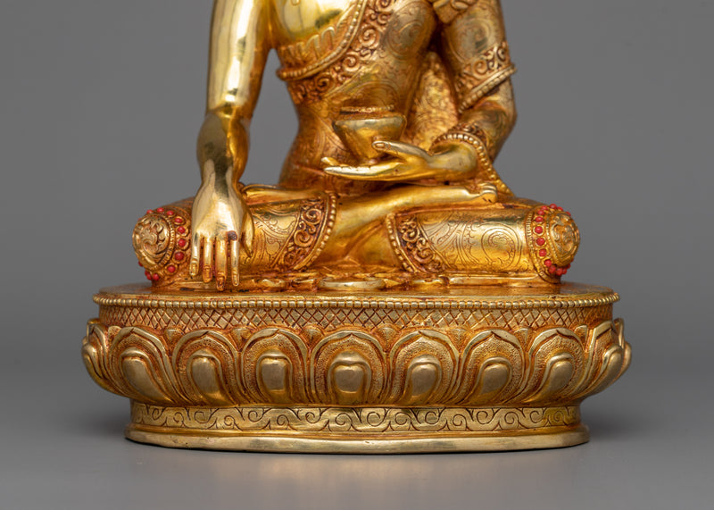 The Legend of Enlightenment Shakyamuni Buddha Sculpture | 24K Gold Gilded Statue