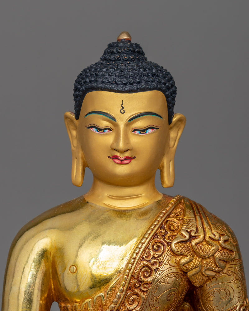 The Legend of Enlightenment Shakyamuni Buddha Sculpture | 24K Gold Gilded Statue