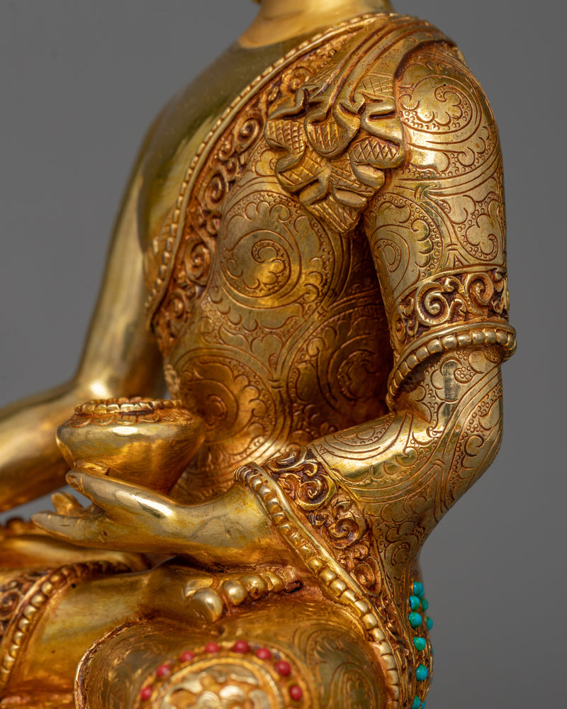 The Legend of Enlightenment Shakyamuni Buddha Sculpture | 24K Gold Gilded Statue