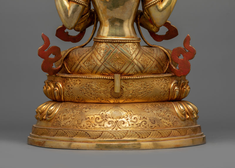 Four Armed Chenrezig Bodhisattva Figurine | Buddhist Compassionate Deity Chenrezig