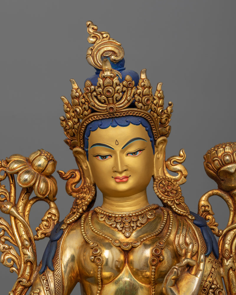 Green Tara Enlightened Female Buddha Sculpture | Goddess Shyamatara Statue