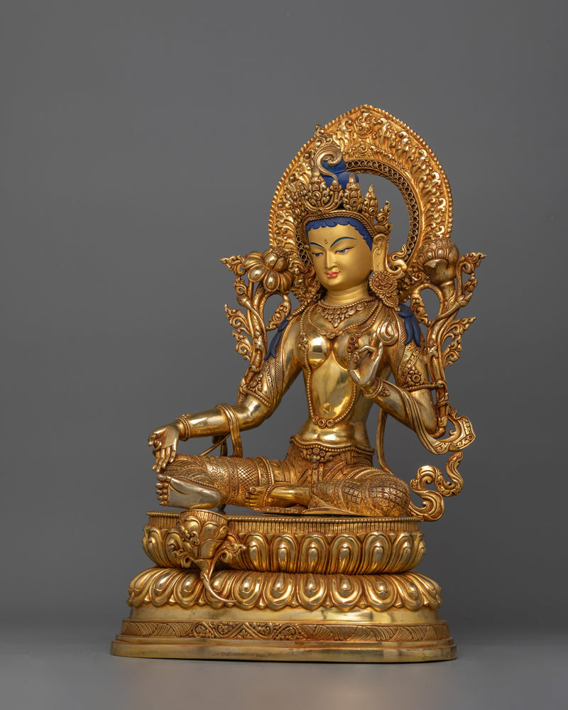 Green Tara Enlightened Female Buddha Sculpture | Goddess Shyamatara Statue