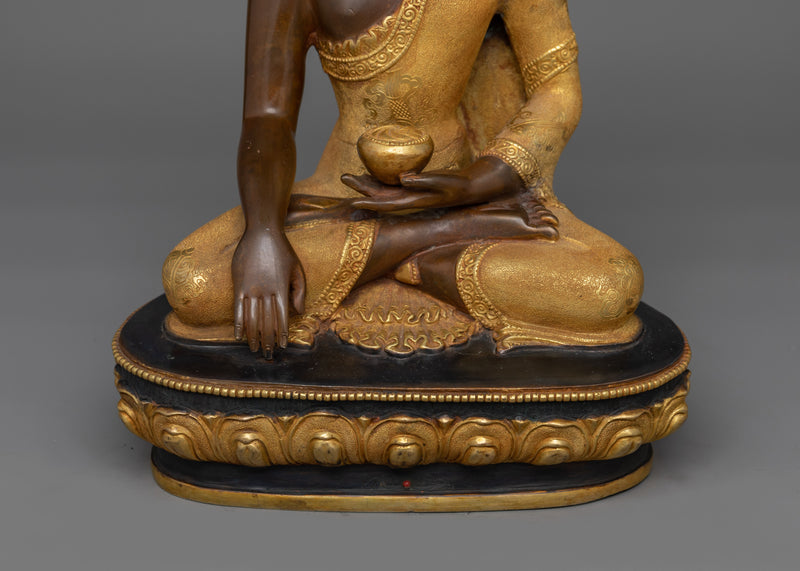 Historical Buddha Siddhartha Gautama Statue | 24K Gold-Gilded Enlightened Sculpture