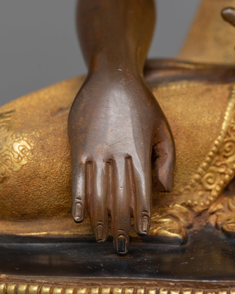 Historical Buddha Siddhartha Gautama Statue | 24K Gold-Gilded Enlightened Sculpture