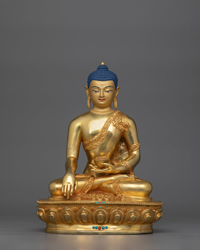 Shakyamuni Buddha Statue for Serenity | 24K Gold-Gilded Sculpture