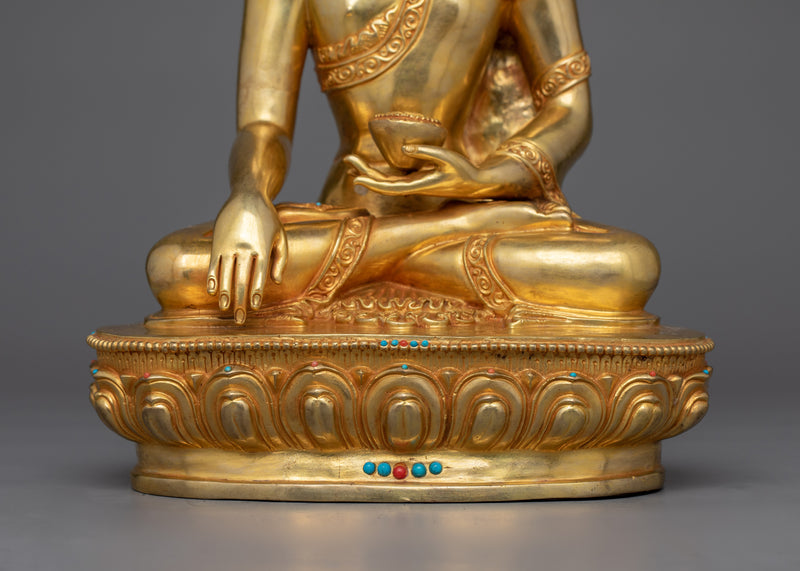 Shakyamuni Buddha Statue for Serenity | 24K Gold-Gilded Sculpture